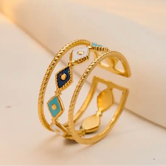 Gold boho adjustable ring - Picture 2 of 3
